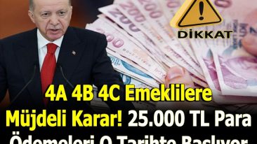 25 BİN TL PARA ÖDEMELERİ BAŞLADI