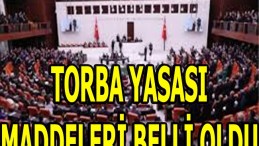 TORBA YASASI MADDELERİ AÇIKLANDI